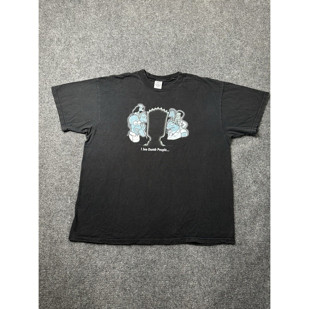 Mens T-Shirt Delta Pro Weight The Simpsons Bart Homer 2001 Black, Size XL
